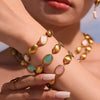 Wholesale Fashion Stainless Steel And Titanium Steel Ferris Wheel Jewelry Set With Opal Faceted Stone Brushed Surface 18K Gold Electroplated For Women