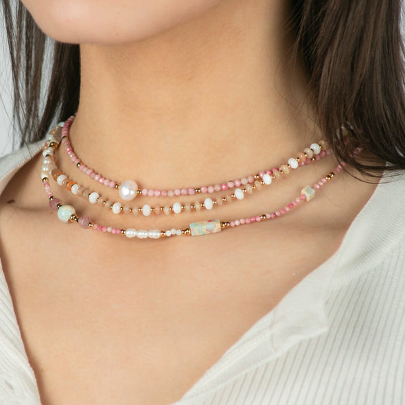 Wholesale Fashion Stainless Steel Beaded Freshwater Pearl Clavicle Necklace With Electroplating Treatment