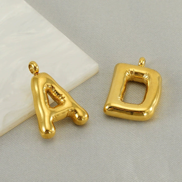 Wholesale Fashion Stainless Steel Chubby Bubble Letter Necklace With Electroplating Design