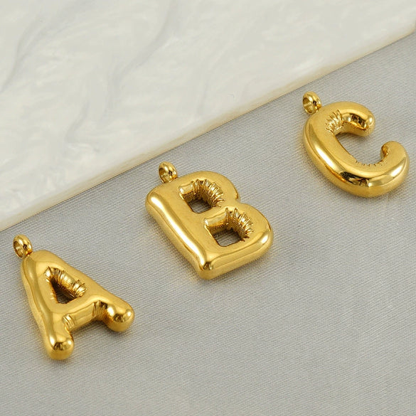 Wholesale Fashion Stainless Steel Chubby Bubble Letter Necklace With Electroplating Design