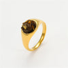 Wholesale Fashion Stainless Steel Closed Ring Inlaid With Natural Stone Electroplated Jewelry For Women