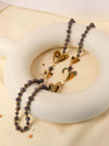 Wholesale Fashion Stainless Steel Crystal Beads Heart Shape Necklace For Women