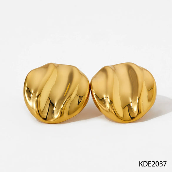 Wholesale Fashion Stainless Steel Earrings With Irregular Square Round Concaveconvex Geometric Design And Electroplating Finish