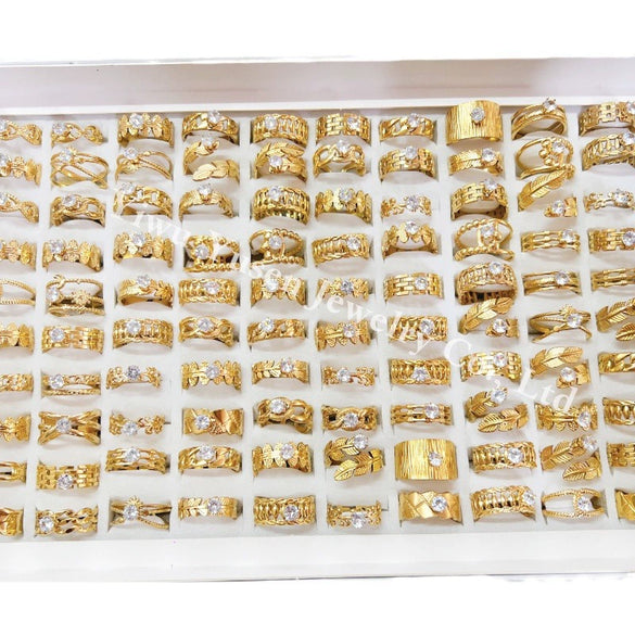 Wholesale Fashion Stainless Steel Electroplated Gold Open Heart Shape Mixed Ring