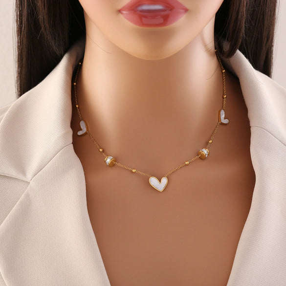 Wholesale Fashion Stainless Steel Electroplated Heart Shape Oshaped Chain Necklace Jewelry Set For Women