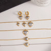 Wholesale Fashion Stainless Steel Electroplated Heart Water Drop Bell Pendant Necklace Earrings Bracelets Set For Women
