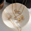 Wholesale Fashion Stainless Steel Electroplated Heart Water Drop Bell Pendant Necklace Earrings Bracelets Set For Women