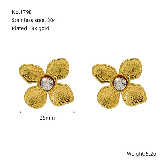 Wholesale Fashion 316L Stainless Steel Flower Earrings With Electroplating For Women