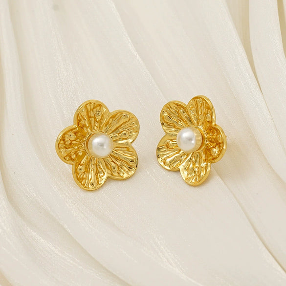 Wholesale Fashion 316L Stainless Steel Flower Earrings With Electroplating For Women