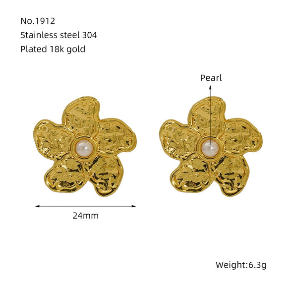 Wholesale Fashion 316L Stainless Steel Flower Earrings With Electroplating For Women