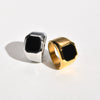 Wholesale Fashion Stainless Steel Geometric Black Agate Electroplated Ring For Unisex
