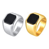 Wholesale Fashion Stainless Steel Geometric Black Agate Electroplated Ring For Unisex