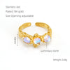 Wholesale Fashion Stainless Steel Geometric Line Opening Adjustable Ring With Electroplating Treatment For Women