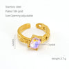 Wholesale Fashion Stainless Steel Geometric Line Opening Adjustable Ring With Electroplating Treatment For Women