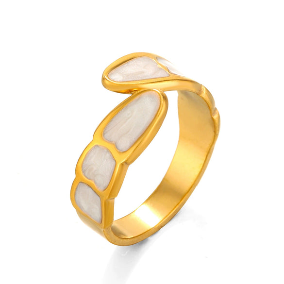 Wholesale Fashion Stainless Steel Geometric Opening Ring For Women Electroplated With 18K Gold