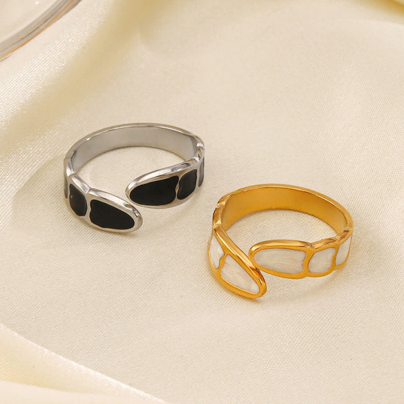 Wholesale Fashion Stainless Steel Geometric Opening Ring For Women Electroplated With 18K Gold