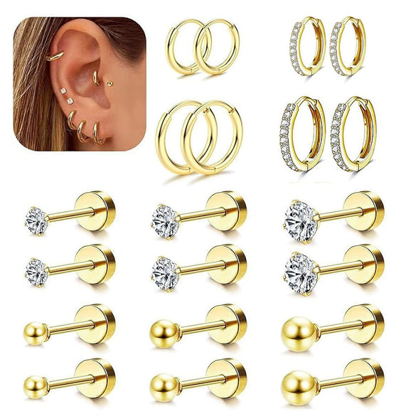 Wholesale Fashion Stainless Steel Geometric Pattern Electroplated Earrings