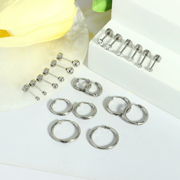 Wholesale Fashion Stainless Steel Geometric Pattern Electroplated Earrings