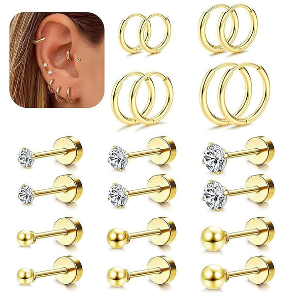 Wholesale Fashion Stainless Steel Geometric Pattern Electroplated Earrings