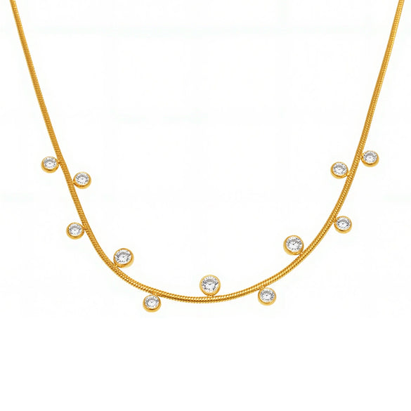 Wholesale Fashion 316L Stainless Steel Geometric Round Diamond 5A Zircon Electroplating Necklace For Women