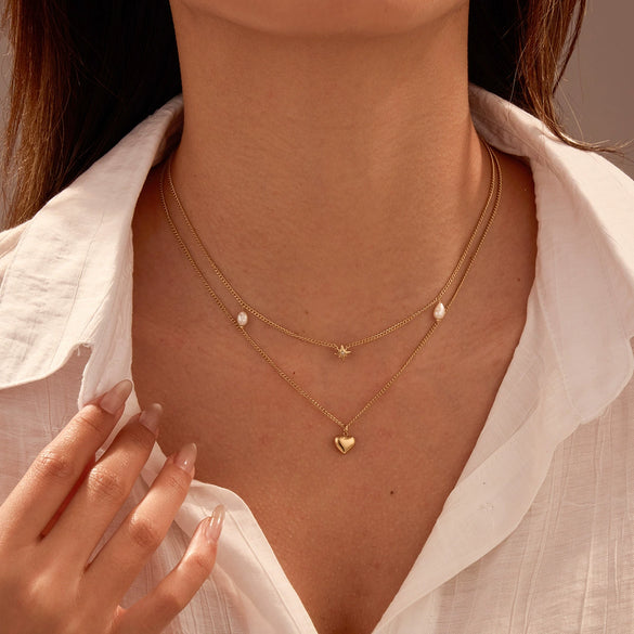 Wholesale Fashion Stainless Steel Heart Shape Electroplated Women's Necklace