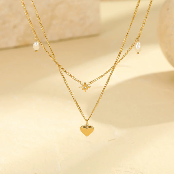 Wholesale Fashion Stainless Steel Heart Shape Electroplated Women's Necklace
