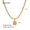 Wholesale Fashion Stainless Steel Inlaid Pearl Coin Pendant Necklace With Snake Bone Chain And Geometric Pattern And Electroplating Treatment