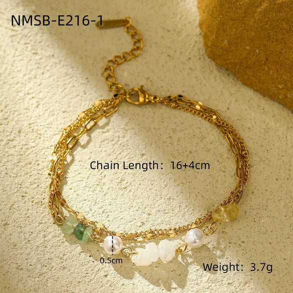Wholesale Fashion Stainless Steel 18K Gold Electroplated Heart Shaped Sunflower Beaded Pendant Bracelet For Women