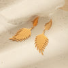 Wholesale Fashion Stainless Steel 14K Gold Plated Double Leaf Earrings