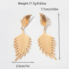 Wholesale Fashion Stainless Steel 14K Gold Plated Double Leaf Earrings