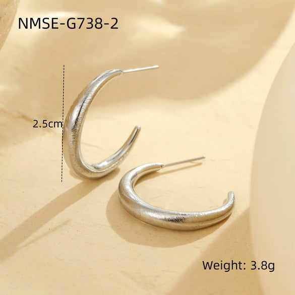 Wholesale Fashion Stainless Steel 18K Gold Plated Geometric Ushaped Women's Ring Earrings