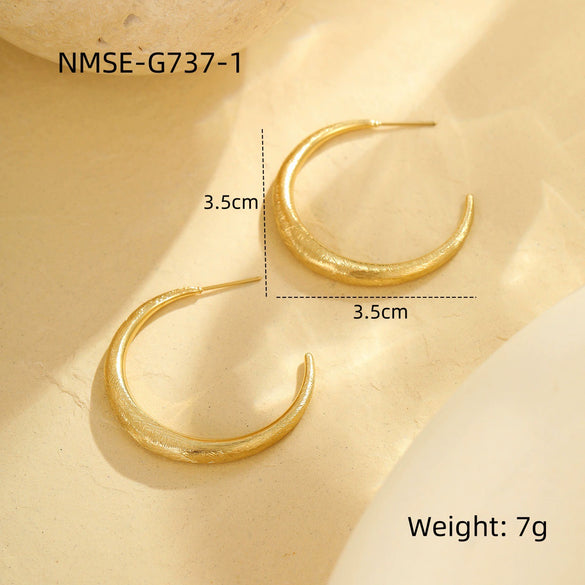 Wholesale Fashion Stainless Steel 18K Gold Plated Geometric Ushaped Women's Ring Earrings