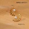 Wholesale Fashion Stainless Steel 18K Gold Plated Petal Pearl Earrings For Women