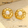 Wholesale Fashion Stainless Steel 18K Gold Plated Petal Pearl Earrings For Women