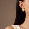 Wholesale Fashion Stainless Steel 18K Gold Plated Petal Pearl Earrings For Women