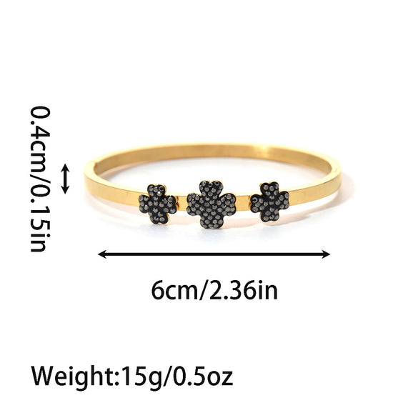 Wholesale Fashion Stainless Steel 18K Goldplated Rhinestone Infinite Symbol Fourleaf Clover Geometric Bracelet Jewelry
