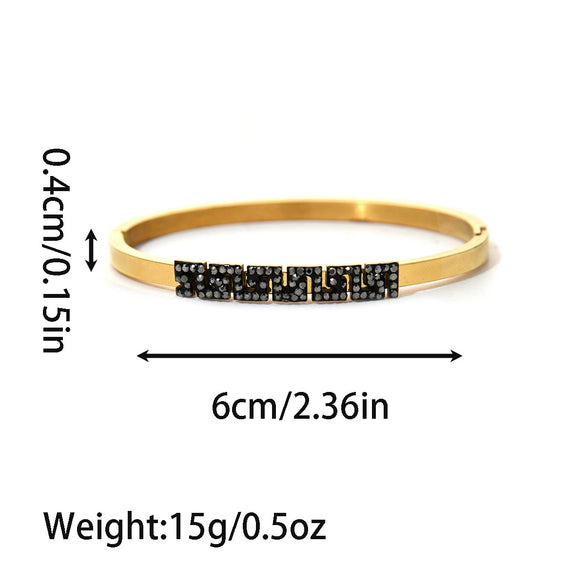 Wholesale Fashion Stainless Steel 18K Goldplated Rhinestone Infinite Symbol Fourleaf Clover Geometric Bracelet Jewelry