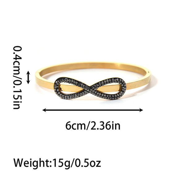 Wholesale Fashion Stainless Steel 18K Goldplated Rhinestone Infinite Symbol Fourleaf Clover Geometric Bracelet Jewelry