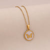 Wholesale Fashion Stainless Steel Multicolor Oil Drop Insect Pattern Butterfly Pendant Necklace For Office Ladies
