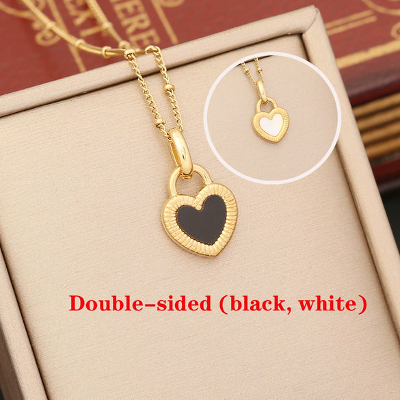 Wholesale Fashion Stainless Steel Necklace With Multi Color Oil Drop Heart Shaped Pendant And Temperament Clavicle Chain