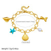 Wholesale Fashion Stainless Steel Pearl Animal Zodiac Ocean Series Shell Starfish Pendant Electroplated Bracelet For Women