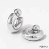 Wholesale Fashion Stainless Steel Pearl Earrings With Geometric Design And Electroplating For Women