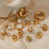 Wholesale Fashion Stainless Steel Pearl Earrings With Geometric Design And Electroplating For Women