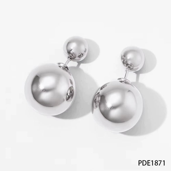 Wholesale Fashion Stainless Steel Pearl Earrings With Geometric Design And Electroplating For Women