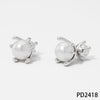 Wholesale Fashion Stainless Steel Pearl Earrings With Geometric Design And Electroplating For Women
