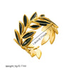Wholesale Fashion Stainless Steel Ring With Black Leaves Pattern Gold Plated Electroplated Opening Ring Unisex