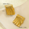 Wholesale Fashion Stainless Steel Stud Earrings Geometric Square Fold Wave Texture Electroplated