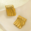 Wholesale Fashion Stainless Steel Stud Earrings Geometric Square Fold Wave Texture Electroplated