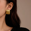 Wholesale Fashion Stainless Steel Stud Earrings Geometric Square Fold Wave Texture Electroplated