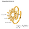 Wholesale Fashion Stainless Steel Sunflower Necklace Bracelet Ring Set With 18K Gold Electroplating